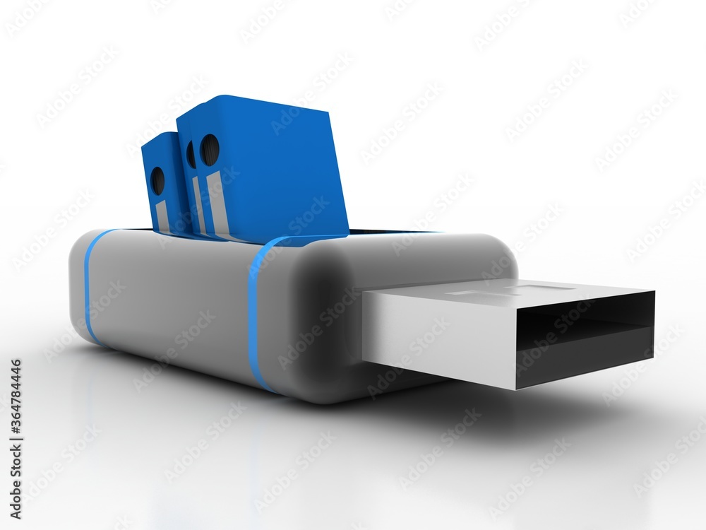 Poster 3d rendering office document in usb