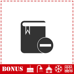 Book minus icon flat