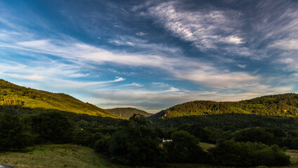 landscape with mountains and clouds