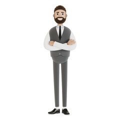 Portrait of a beautiful cartoon character in a suit. 3d illustration.