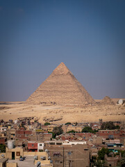 View from giza onto the pyramids at morning