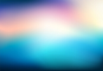 Abstract Blurred teal blue white purple pink yellow background. Soft bright gradient backdrop with place for text. Vector illustration for your graphic design, banner, poster, wallpapers, website