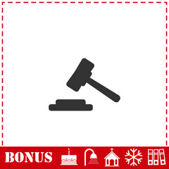 Hammer judge icon flat