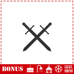 Cross swords icon flat
