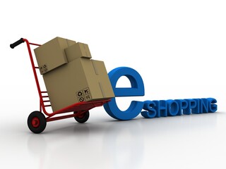 3d illustration Shopping Cart with internet shopping
