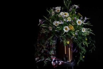 flowers on black background