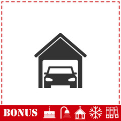 Garage car icon flat