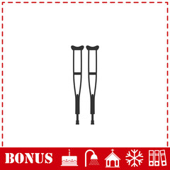Health crutches icon flat