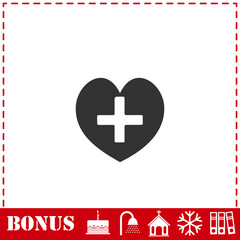 Obraz premium Health hearth cross icon flat