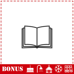 Open book icon flat