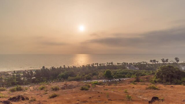Sunset sun light coastline 4k timelapse India