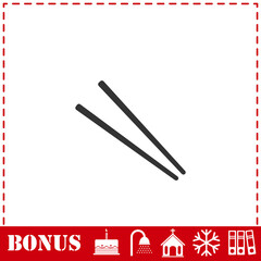 Chopsticks icon flat