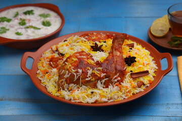  Chicken Biryani_Indian Biriyani_blue background