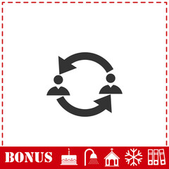 Exchange between two men icon flat
