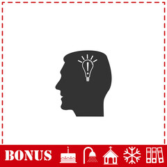 Head idea icon flat