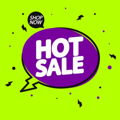 Hot Sale, tag design template, discount speech bubble banner, app icon, vector illustration
