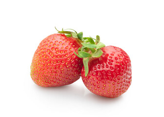 a pair of strawberries isolated on white