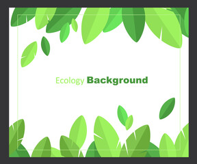 Green modern background with leaves. Vector background. Ecological.