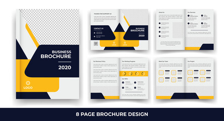 8 Pages creative business brochure template and simple & minimal design template	