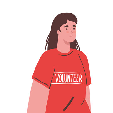 woman with volunteer tshirt design of Charity community care and work theme Vector illustration