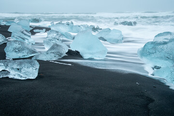 Long exposure images of ice and surf on the Diamond Beach (Breiðamerkursandur) in southern Iceland