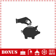 Saving Money with Piggy icon flat