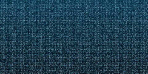 Modern minimal point surface. Blue square dots on black background. Simple pattern. Abstract technology particles mesh background