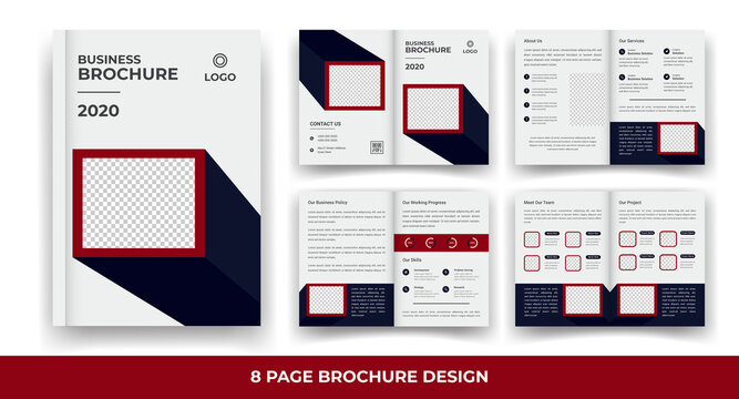 8 Pages creative business brochure template and simple & minimal design template	