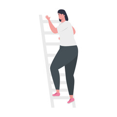 Businesswoman at ladder design, Woman business management corporate job occupation and worker theme Vector illustration