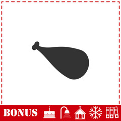 Meat leg icon flat