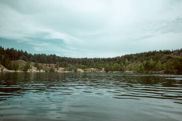Blue pure lake in a forest