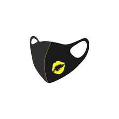 Black medical mask with Black Lives Matter logo. Symbol of the fight against racism.