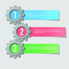 Mechanical Gear Process Infographic Template for Presentation or Poster. Modern realistic vector design