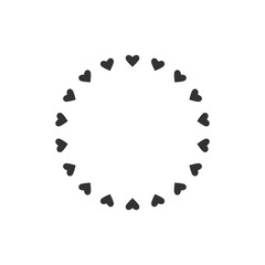 heart shaped circle, empty circle icon with hearts, vector illustration
