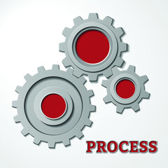 3D Gear Process Illustration. Realistic Vector Graphic for Poster or Presentation