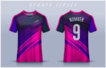 t-shirt sport design template, Soccer jersey mockup for football club. uniform front and back view. © Nattanopdesign
