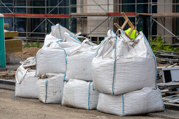 Pile of construction waste in sacks