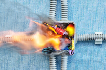 Household electric fire due to short circuit.