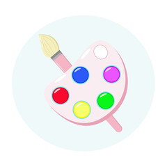 Paint and brush, isolated objects on white background.