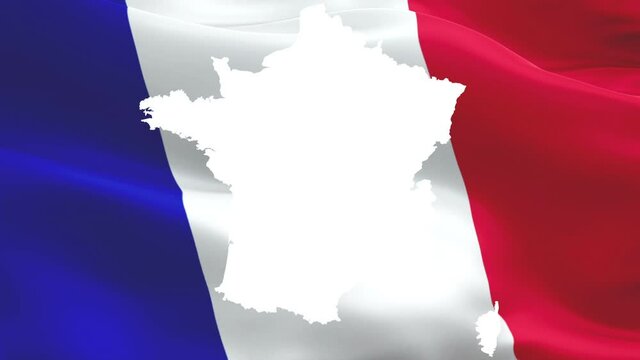 French map flag Paris waving in wind video footage Full HD. French map Flag background for Bastille Day. France Flag Looping Closeup 1080p Full HD 1920X1080 footage. France Montreal country flags HD

