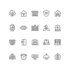 Set of smart home icons in line style.