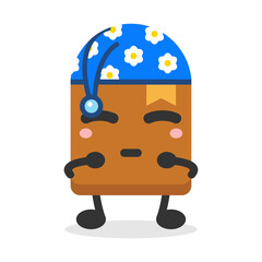 book mascot character and sleep