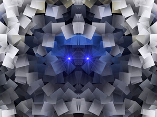 Blue color supernova light cubic art printed on dark illustration vector art.