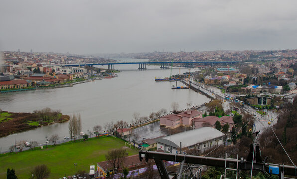 Istanbul estuary bridge, and the Golden Horn estuary. city ​​landscape, pier lotti hill
