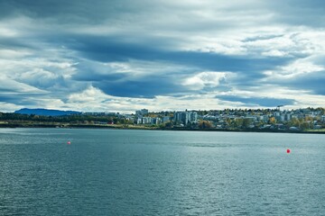 Fototapeta premium Iceland-view of the sea coast and the city of Reykjavik