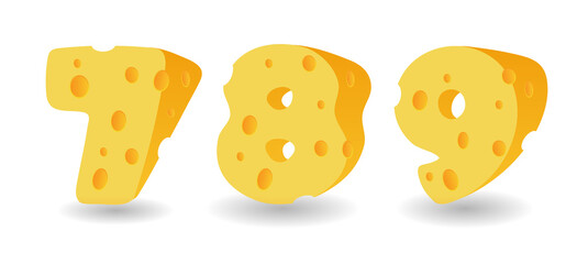 Number 789 cheese style design, Vector illustration