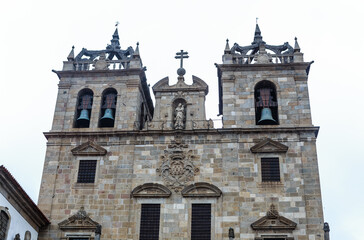 Fototapeta na wymiar Facade of the Cathedral of Braga, Braga, Braga District, Portugal,