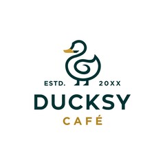 duck goose logo icon vector illustration hipster stock for cafe and restaurant monoline outline line