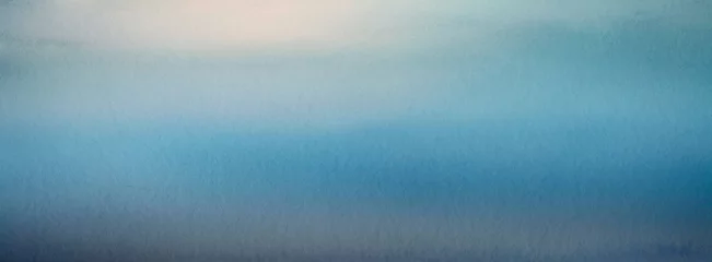 Zelfklevend Fotobehang Abstract watercolor blue blur nature texture paper horizontal background. © Liliia