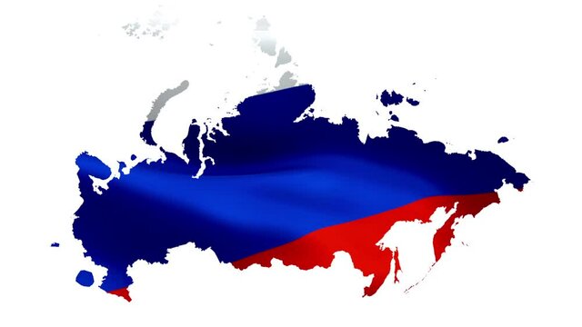 Flag Map of Russia waving flag. National 3d Russian Map waving. Sign of Russia Map seamless loop animation. Russian flag Map HD resolution Background. Russians flag Closeup 1080p Full HD video for pre